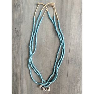 Twine & Twig Triple Strand Bead Necklace with Shells